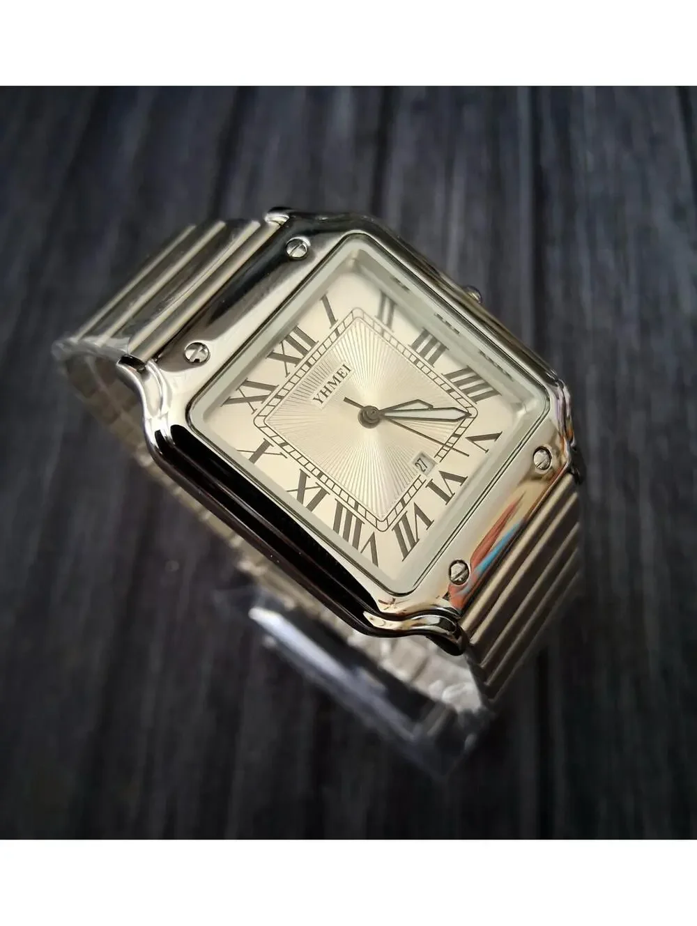 Vintage Inspired Square Milano‎ Mens Silver Roman Dial Watch